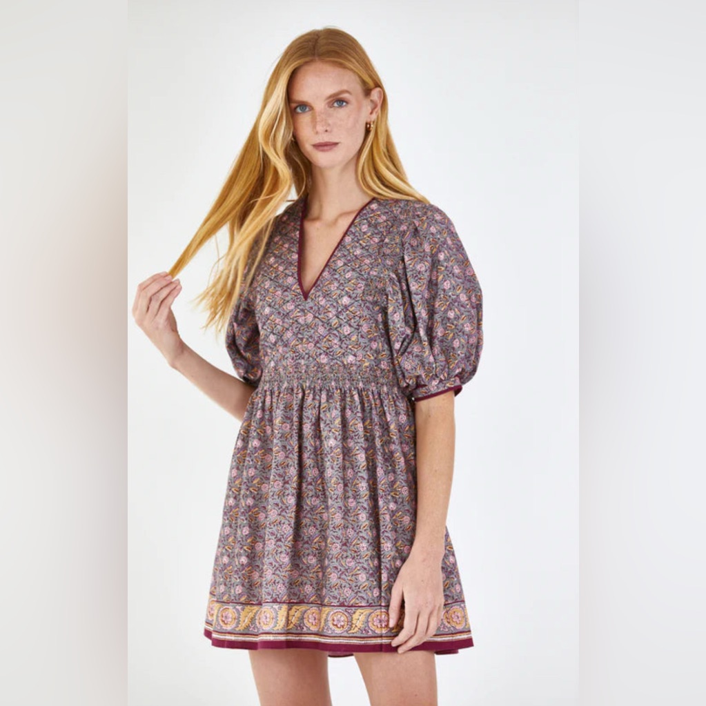 Hunter Bell Woman's Dress Dixon Quilted Falling Leaves Print Mini Nwot Size Xl
